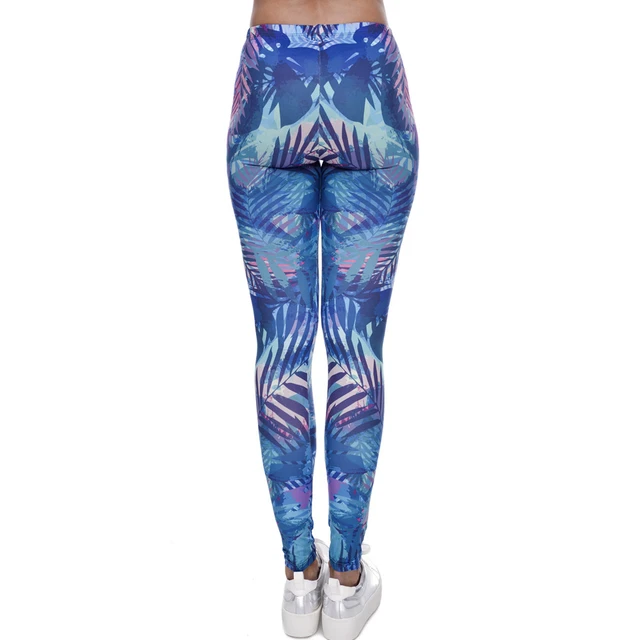 Mallas con estampado de hojas tropicales para mujer Leggings de Fitness Sexy de cintura alta el