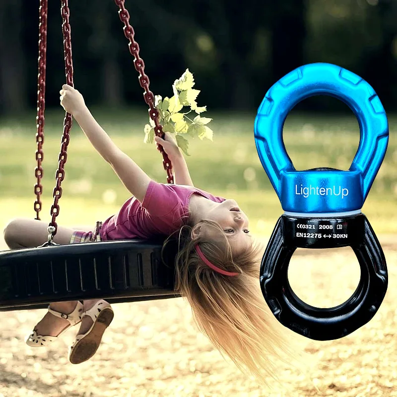 30KN Outdoor Climbing Carabiner 8-Shaped Connecting Rotating Ring Rope Swivel Universal wheel fixed Climbing Yoga Accessories