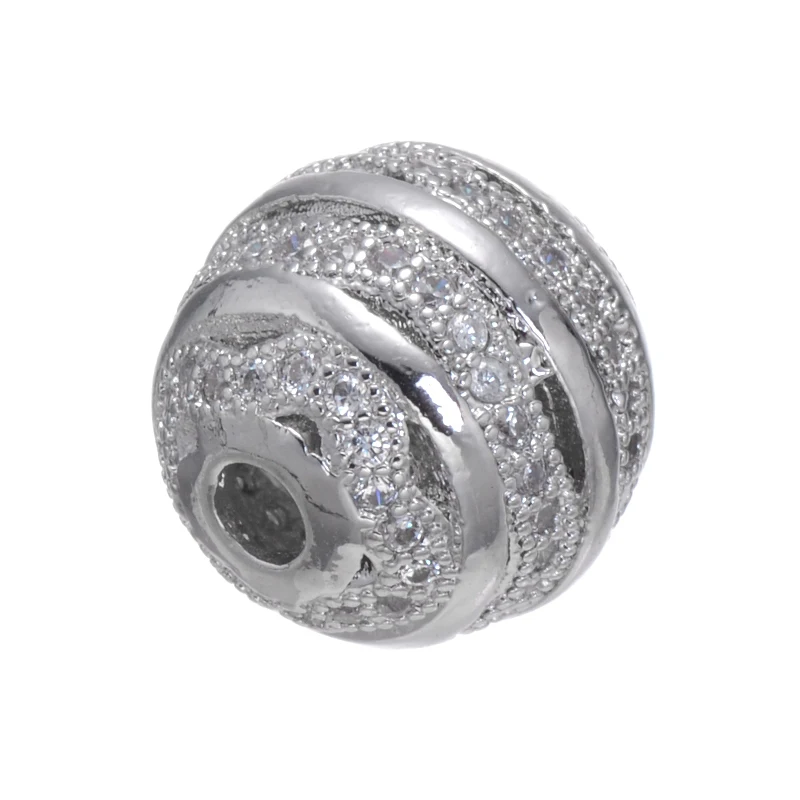 Wholesale 12mm Copper Round Ball Loose Beads For Bracelets Making Cubic Zirconia Necklace Charm Pendants DIY Jewelry Accessories