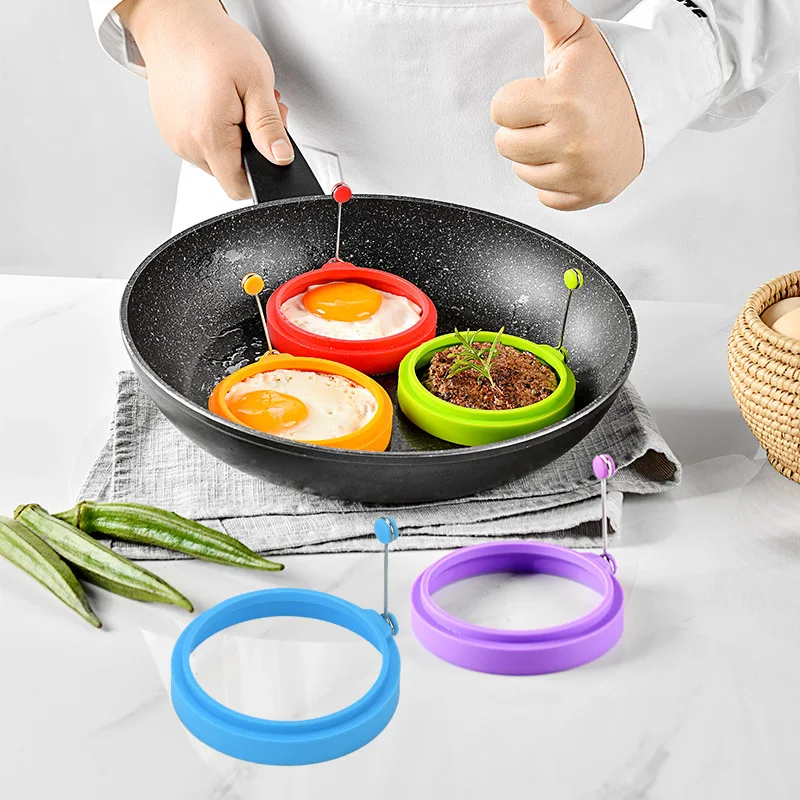 Large Breakfast Omelette Fried Egg Molds Food Grade Silicone Egg Pancake Ring Mould Cooking Frying Mould Kitchen Gadget 2Pcs,egg mold,egg ring
