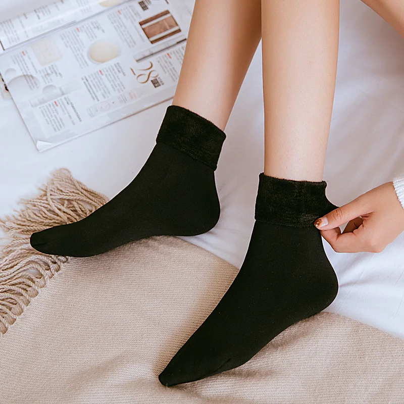 

1 Pair Winter Warmer Womenâ€˜s Socks Thicken Thermal Pure Cotton Wool Cashmere Soft Snow Velvet Boots Floor Sleeping Socks