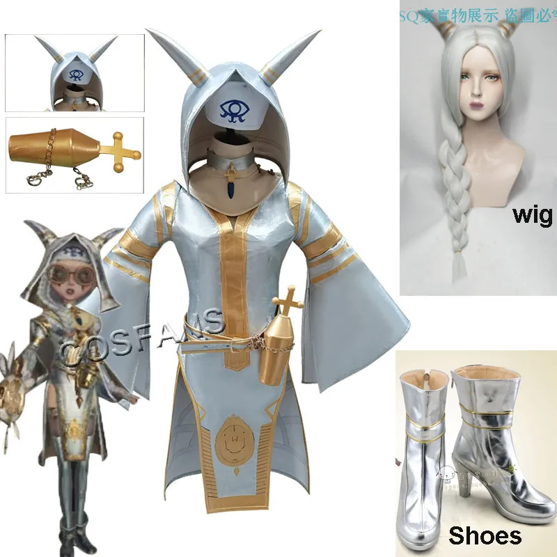 

Game Identity V Priest Gilman Fiona Cosplay Costume Bright Tomorrow Skin Outfit Halloween Costume Woman Man Full Set Wig shoes