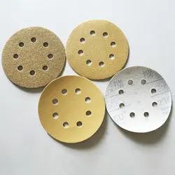 100 шт 5 дюймов 8 круглые отверстия на застежке-липучке шлифовальные диски оксид алюминия орбиты наждачная бумага коврик 60/80/120/150/240 Грит