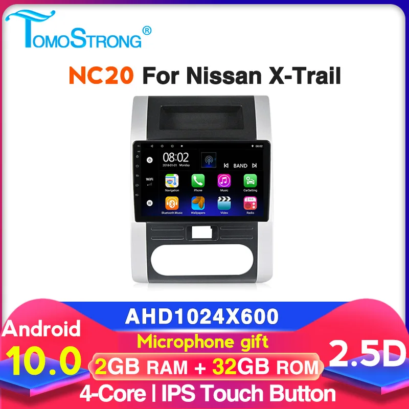 AHD 1024X600 Android 10 Автомобильный GPS мультимедийный плеер для 2008 2009-2012 NISSAN X-TRAIL IPS 2 5 D