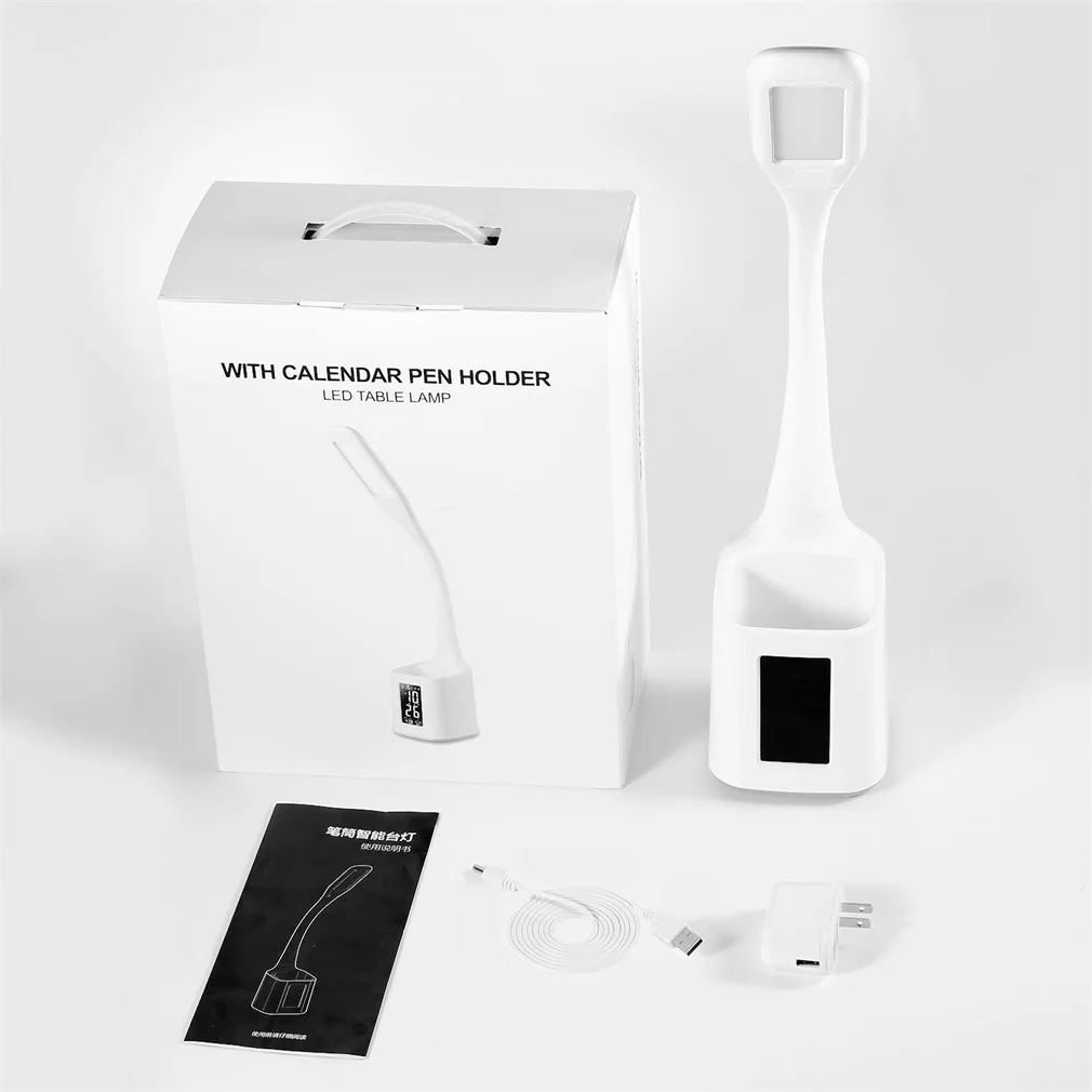 

Folding Dimmable Pen Holder LED Table Lamp Smart Lamp With Calendar Display Touch Button Natural Light