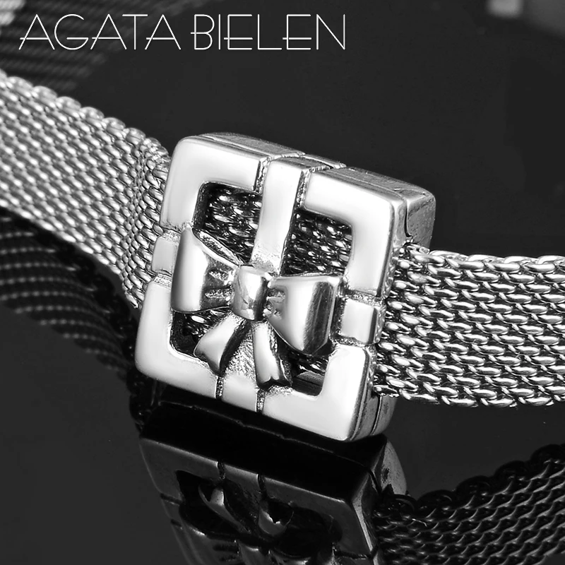 

New 925 Sterling Silver gift box clip beads Fit Original reflection Clip Charm Bracelet Jewelry making 2019