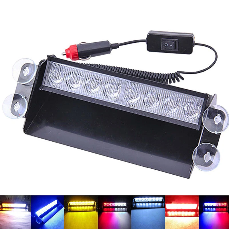 8 LED White Emergency Vehicle Car Strobe Flash Light Dash Warning Hot