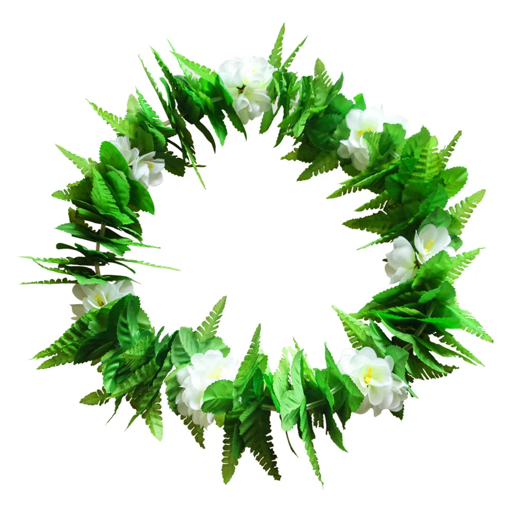 neck wreath Набор венков для шеи с зелеными листьями, 4 шт., тропические вечерние аксессуары, Гавайские пляжные украшения, вечерние украшения - Цвет: neck wreath