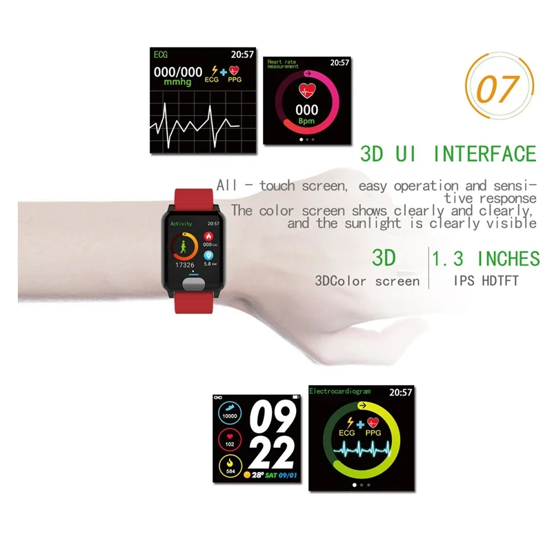 GEJIAN Смарт часы ECG PPG измерение артериального давления IP67 трекер активности Gps