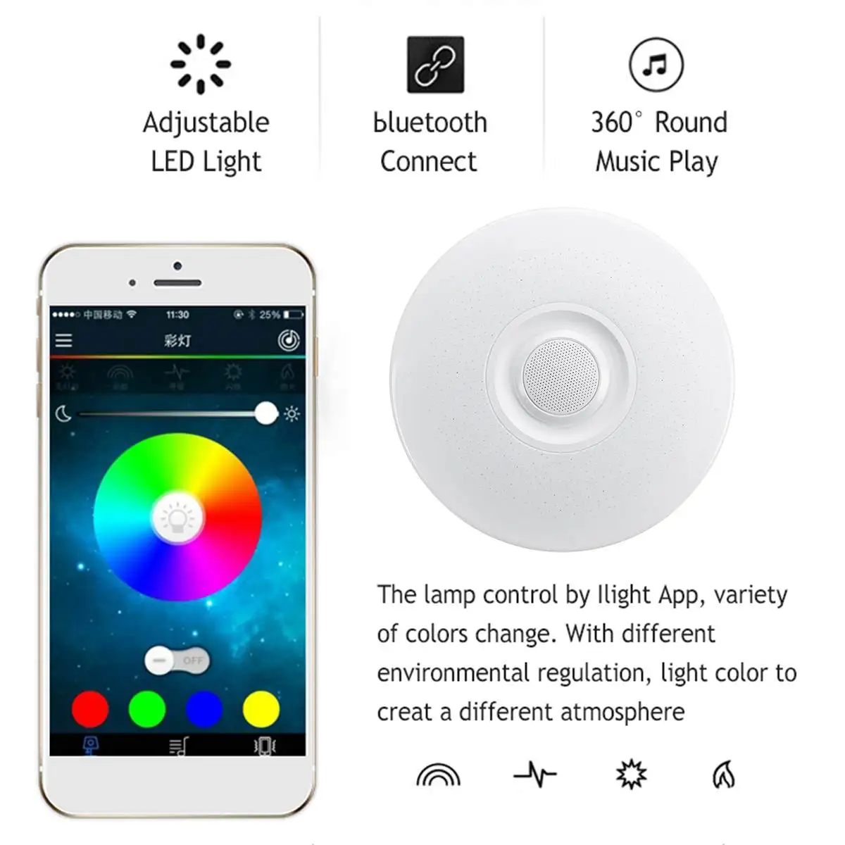wifi RGB Dimmable Music Ceiling Lights Starry Sky Light Remote&APP Control LED Ceiling Lamp bluetooth Speaker Home Light Fixture
