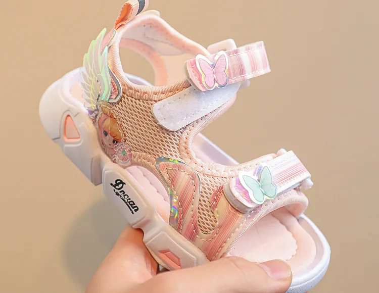 Summer Girls Canvas Sandals 2022 Kids Mesh Sweet Butterfly Children Princess Shoe Baby Soft Non-slip Casual Sport Beach Sandal slippers for boy