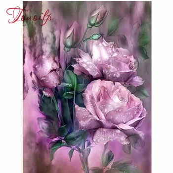 

Crystal embroidery cross stitch colorful flower home decoration gift round 3D diy pebble round diamond painting