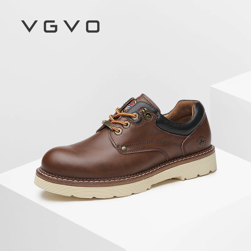 VGVO-zapatos de senderismo impermeables para hombre, calzado informal a la moda, de cuero, alta calidad, para primavera y otoño, 2021
