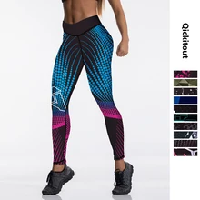 Printed Leggings Strength-Pants Elasticity Digital Push-Up Sexy High-Waist Women 12%Spandex