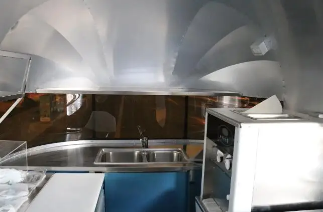 bbq&burger&coffee catering airstream stainless steel mobile fast food truck design for sale