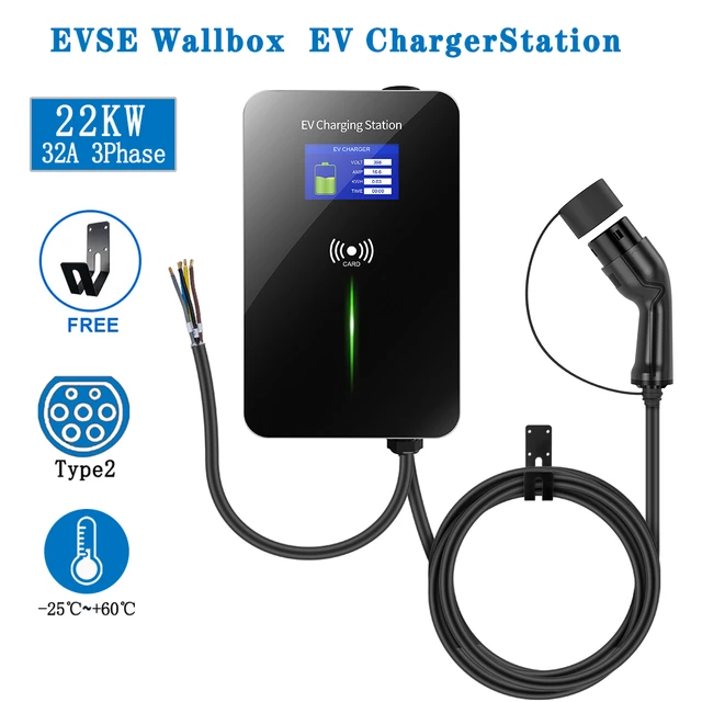Wallbox EV Charger - 11KW or 22KW with 6m Type 2 cable to car