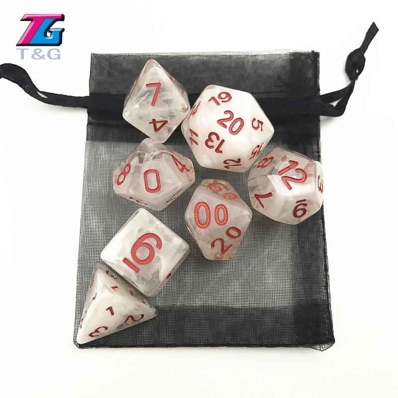 T & G новые полупрозрачные туманности белый и черный многогранные кости Набор из 7
