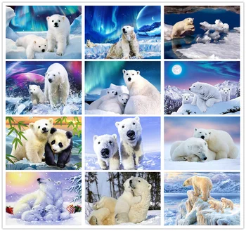 

Yikexin 5D Diamond Painting Polar Bear Full Round Drill Diamond Embroidery Cross Stitch Kits Mosaic Picture Rhinestone Decor