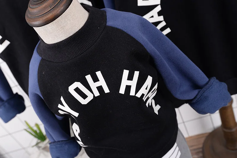 family matching outfits father son mother and me family clothing cotton round neck long sleeve letters stitching color T-shirts