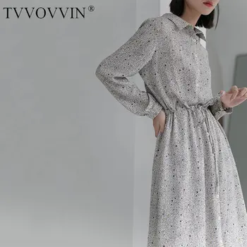 

China 2020 Spring New Floral Dresses Long Sleeve Elegant Fresh Single Breasted Dress Women Bandage Slim Was Thin Clothes P027