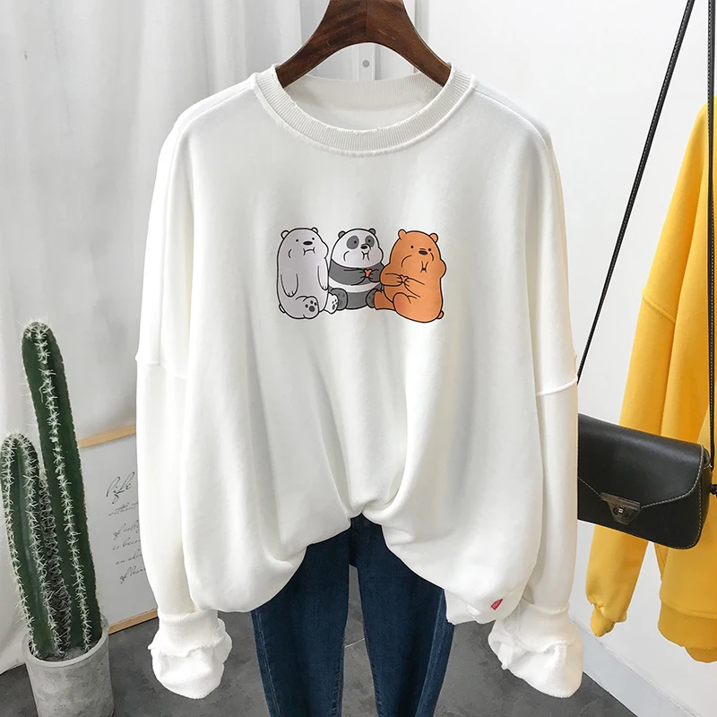 Kawaii С мультяшным рисунком, Женская толстовка с капюшоном, с длинным рукавом, с круглым вырезом, свободная, негабаритная, повседневная, базовая, Толстовка для подростков, макси, хлопковое пальто