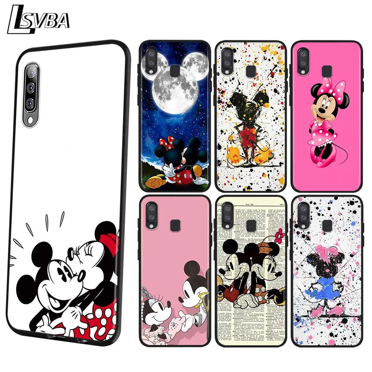

Cute Mickey Minnie Love Anti-fall Phone Case for Samsung Galaxy A90 A80 A70S A60 A50S A40 A20E A20 A10S Soft Black Cover