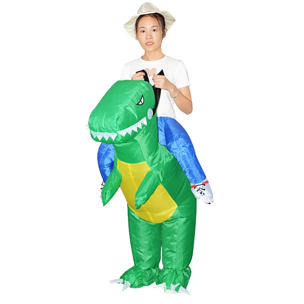 Inflatable Dinosaur T-Rex Blow Up Costume Suit Dino Rider for Halloween Cosplay Fancy Dress Party Events- Kid Size