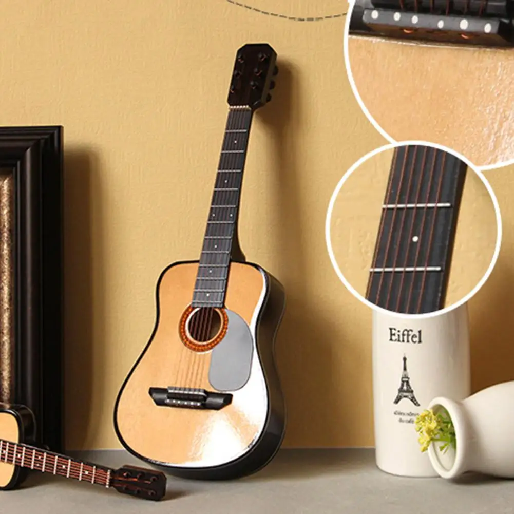Adeeing Mini Full Angle Folk Guitar Guitar Miniature Model Wooden Mini Musical Instrument Model Collection