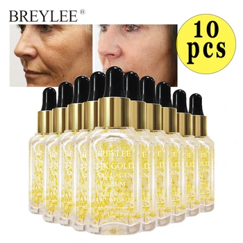 

BREYLEE 24k Gold Serum Collagen Essence Whitening Moisturizing Anti-aging Anti-wrinkles Lift Firming Makeup Face Skin Care 10pcs