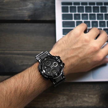 

50M Men Waterproof Sports Watch Wristwatch Outdoor Multifunction Digital Alarm Clock 5Bar LED deportivo hombre reloj montre