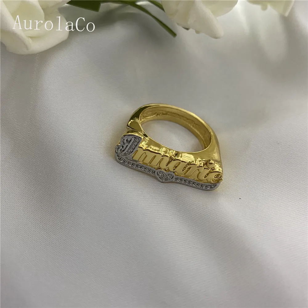 aurolaco anel com nome anel dourado de hip moda presente