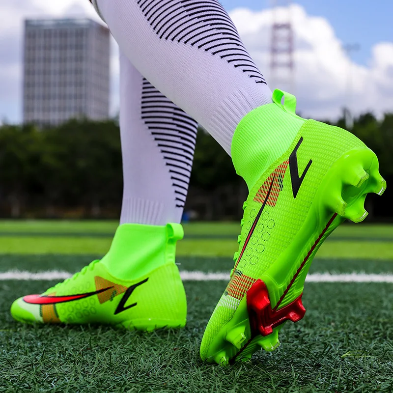 bright green football boots