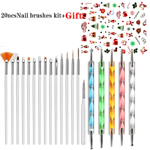 Mobray Acrylic Nail Art UV Gel Brush Design Tip Painting Drawing Carving Dotting Pen FlatFan Liner Acrylic Painting Tool MJ79