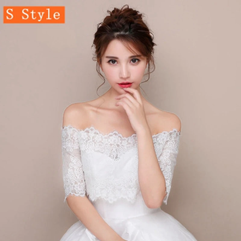 S Style Свадебная накидка, кружевная фатиновая Свадебная верхняя одежда, шаль для невесты, осенне-летняя куртка - Цвет: S Style