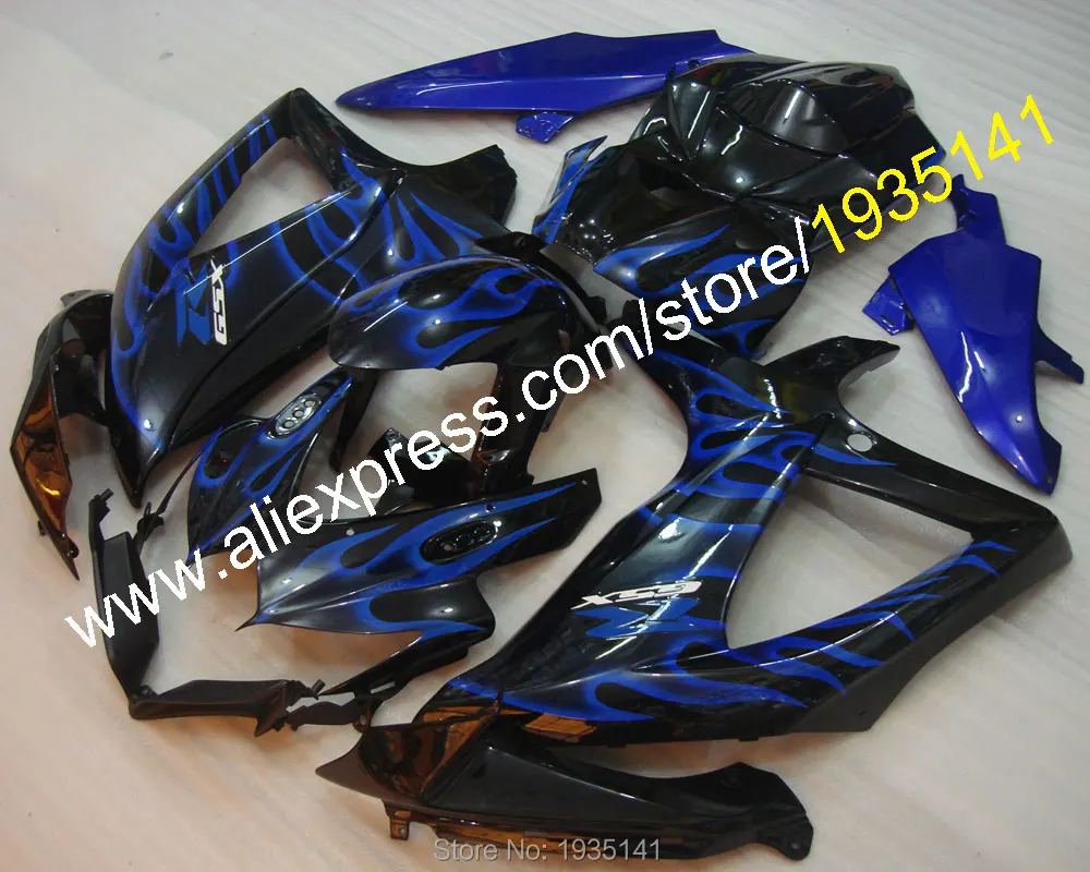 Для Suzuki GSX-R600 GSX-R750 K8 08 09 2010 GSXR600 GSXR750 2008 2009 10 голубого пламени послепродажного обтекатель(литья под давлением