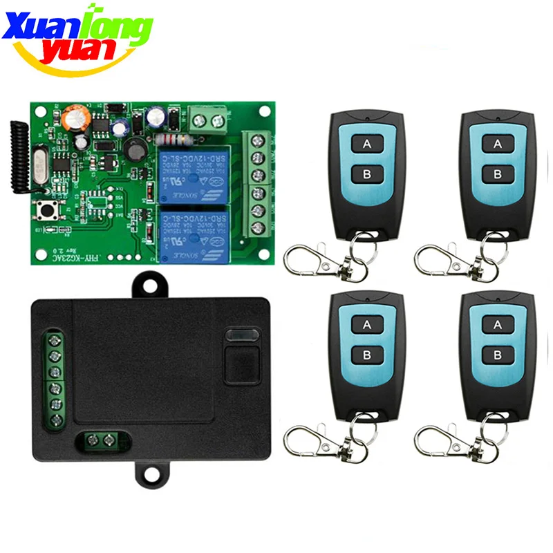 

433MHz Universal Wireless Remote Control AC 110V 220V 10Amp 2200W 2CH Relay Receiver Module RF Switch for Gate Garage opener