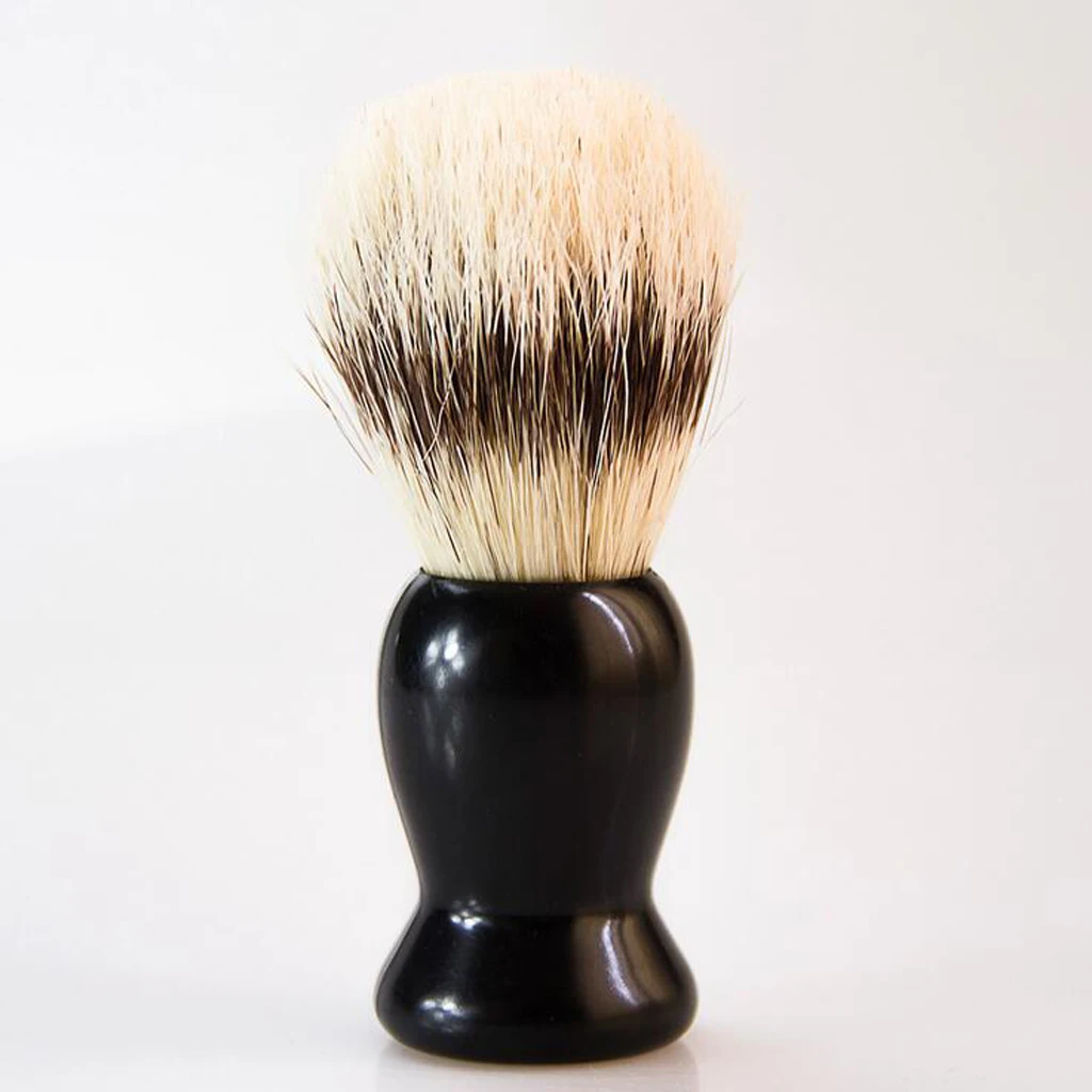 Practical Handmade Men's Barber Salon Brown Bristles Hair Shave Shaving Brush Tool Gift Black Plastic Handle