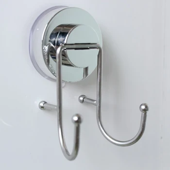 

Bathroom Kitchen Ceramic Tile Towel Hook No Trace Stainless Steel Super Powerful Sucker Multifunction Double Hook Home Storage