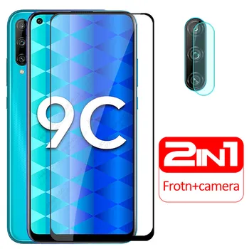 Перейти на Алиэкспресс и купить Для huawei honor 9c стекло 2 в 1 Защитное стекло для камеры honor 9c xonor 9 c c9 на honor9c aka-l29 Защитная пленка для экрана 3D