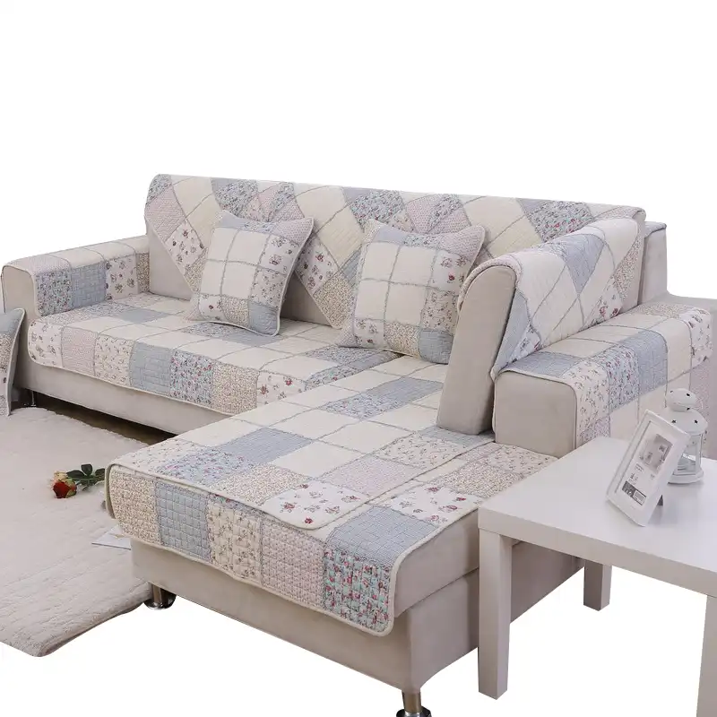 Lattice Cotton Sofa Cover Protector Slip Resistant Pets Slipcover