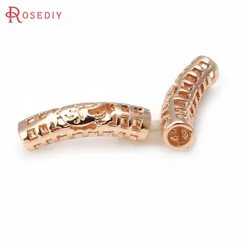 

10PCS 18x6MM 24K Champagne Gold Color Plated Brass Curved Tube for Bracelet Making High Quality Diy Jewelry Accessories