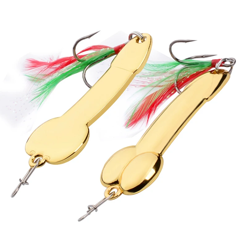 Funny Fun Prank Fishing Metal Lure Bait 10g Silver Gold Metal Fish Spinner