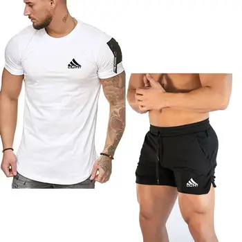 

Men's Sets 2020 breathable fabric Mens 2 Piece O-neck shirt + shorts Outfit Sport Set Summer T-shirt + Short Pants