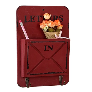 

Creative Multifunction Keys Hanging Hooks Envelope Sundries Storage Box Retro Rangement Shelf Wood Boxes Vintage Home Decoration