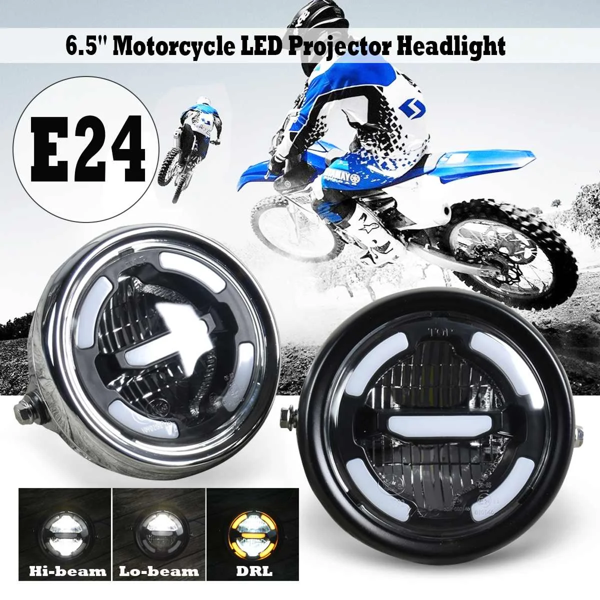 

6.5'' Led Projector Headlight Motorcycle Headlight Metal near and far light with Daytime Running Light Motorcycle Accessories