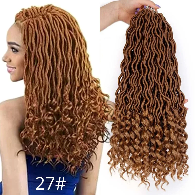 

Goddess Faux Locs Crochet Hair Bohemian Locs Curly Crochet Braids Synthetic Faux Locs Hair Extensions 20 Inch Hair Ombre