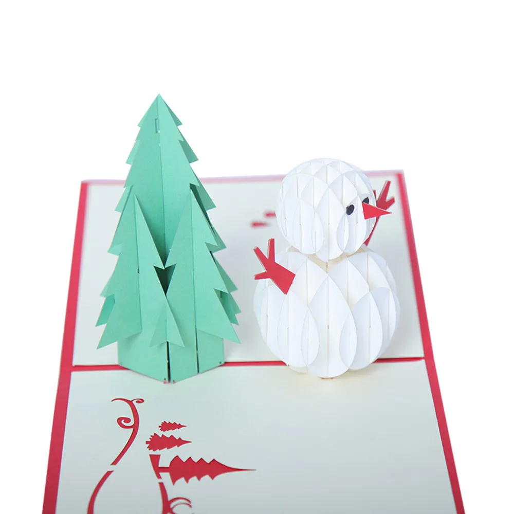 Счастливые рождественские открытки юбилей 3D всплывающие Санта-Клаус поздравительные детские рождественские наклейки Лазерная резка новогодние открытки