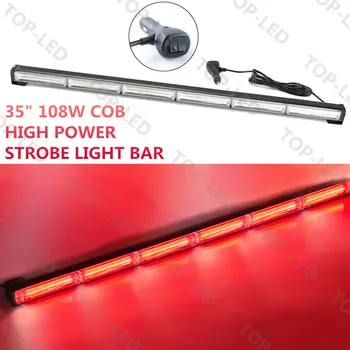 

35" 108W COB LED Emergency Warning Traffic Advisor Security Strobe Light Bar Red