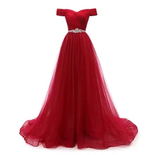 VKBRIDAL, Красное длинное вечернее платье с открытыми плечами и поясом, расшитое бисером, винтажные платья для выпускного вечера, vestido de festa, недорогое вечернее платье со шнуровкой на спине