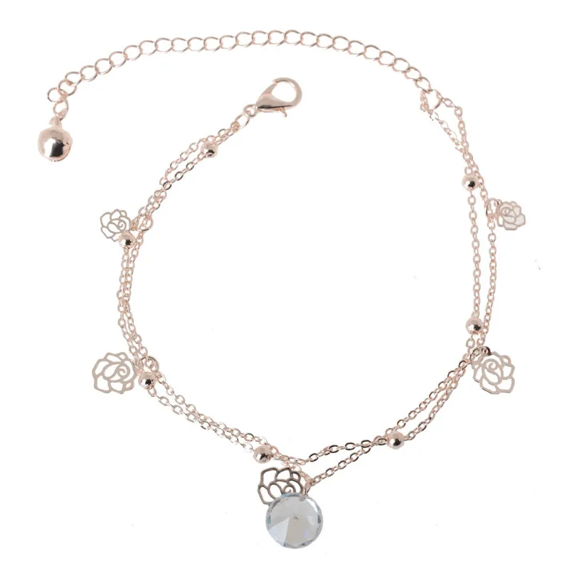 Pulsera tobillera de flores rosas, pulseras al tobillo, venta al por mayor, 1 Uds., tobilleras baratas para mujer, pulsera en una pierna, joyas el pie para mujer|Tobilleras| - AliExpress
